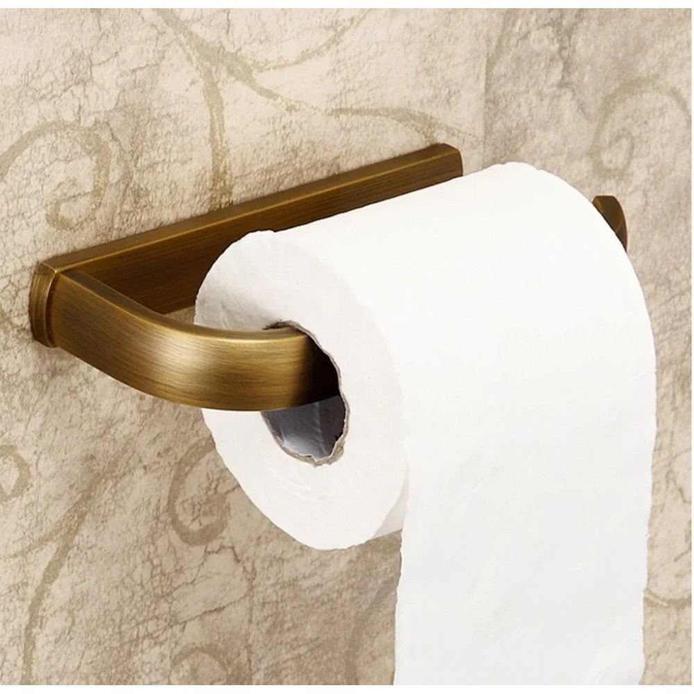 Paper Holder or hand towel  and bath towel wall mounted rack bar antique brass.